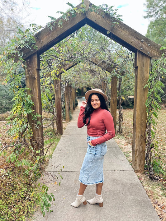 Melody Mock Neck Top - Marsala/ FINAL SALE