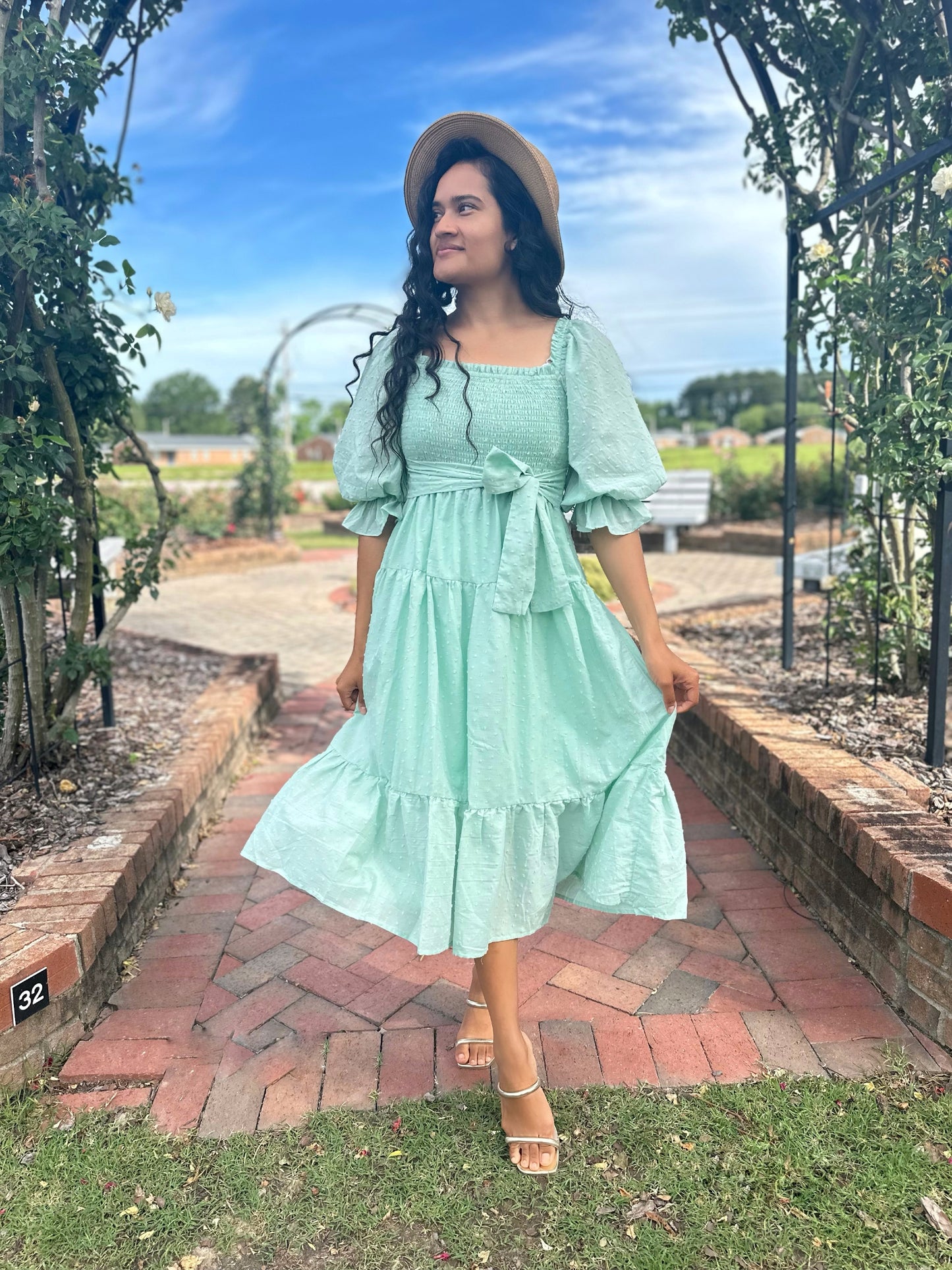Emy Swiss Dot Dress- Sage