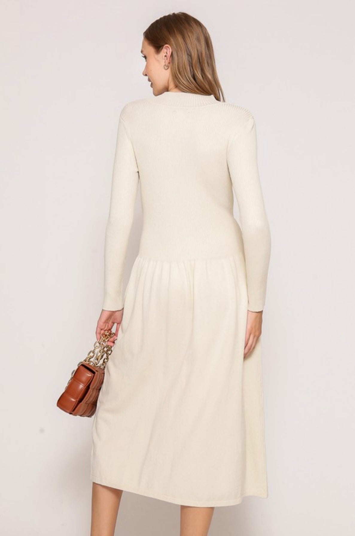 Lux Knit Midi Dress: Cream
