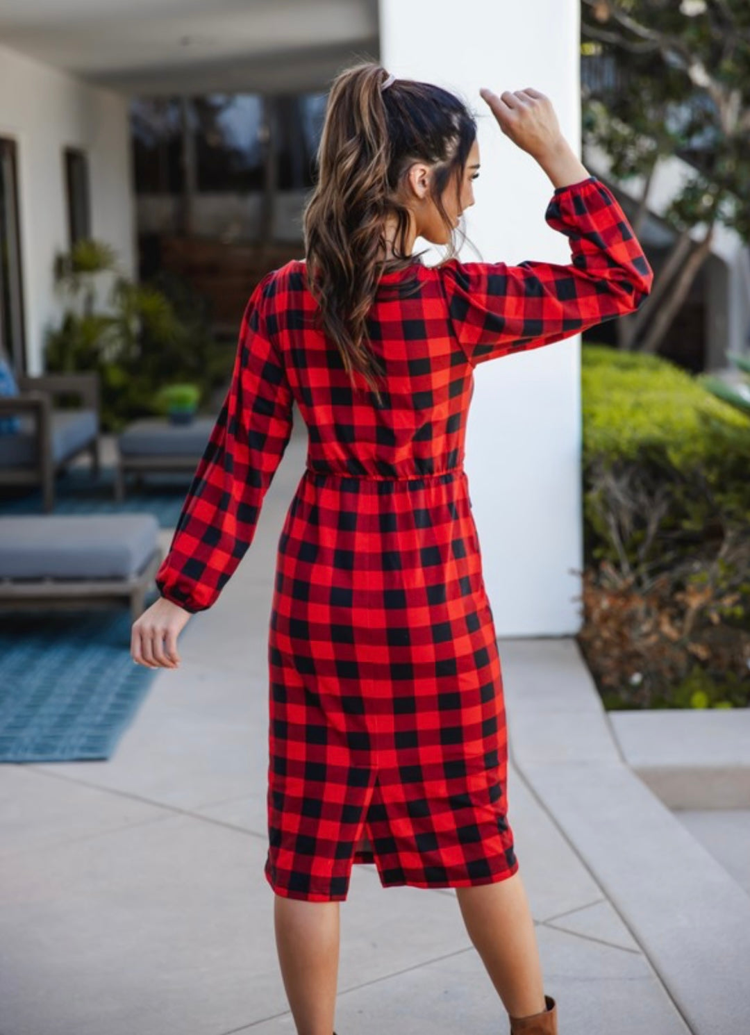 Carey Gingham Dress-White/Black