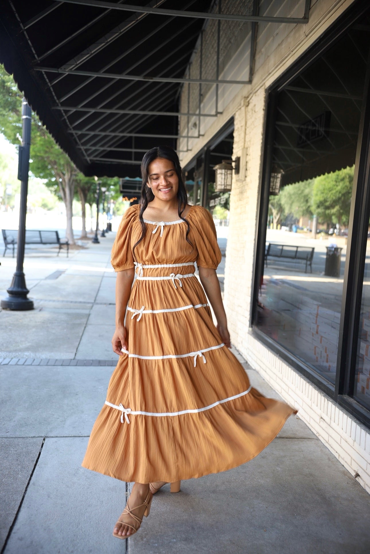 Leiney Tiered Dress- Rust
