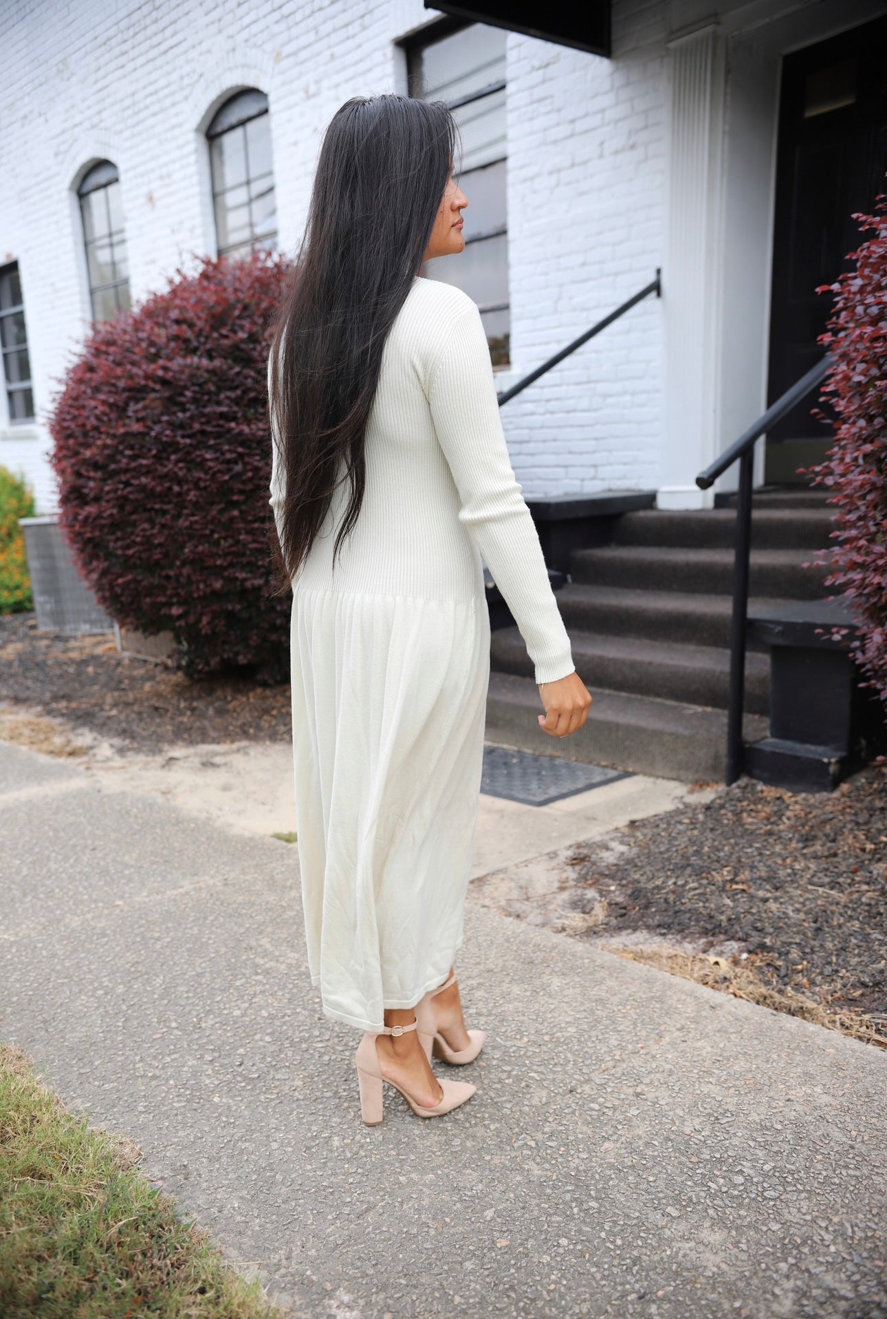 Lux Knit Midi Dress: Cream
