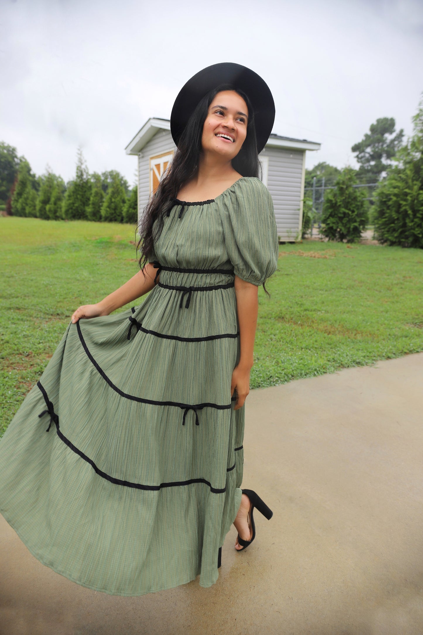 Leiney Tiered Dress- Olive