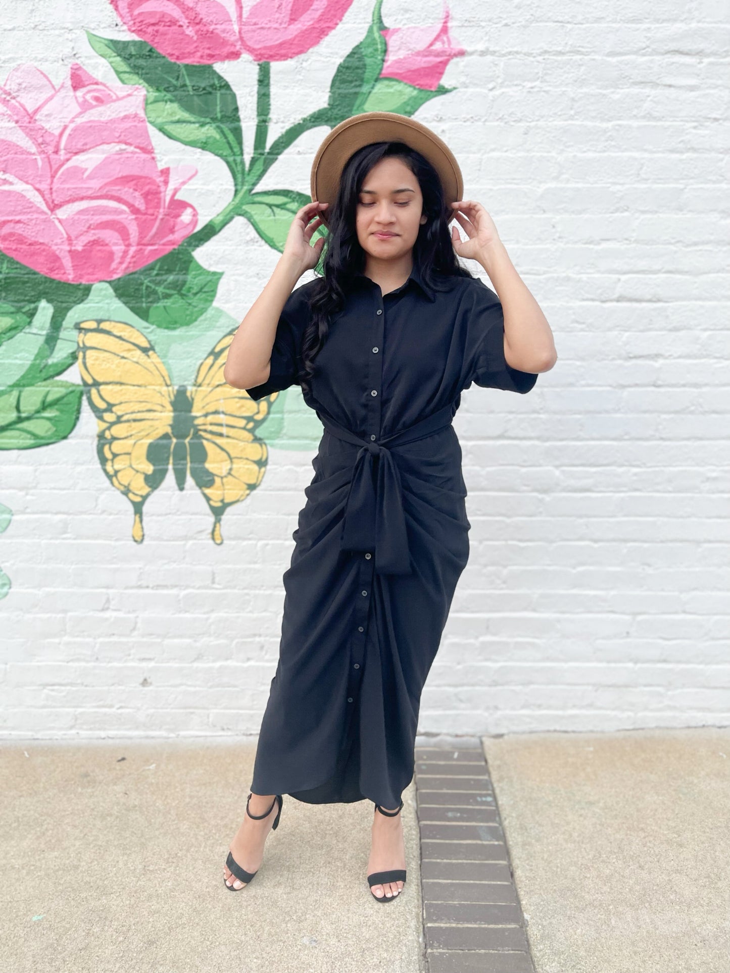 Whitley Ruched Dress- Black- FINAL SALE