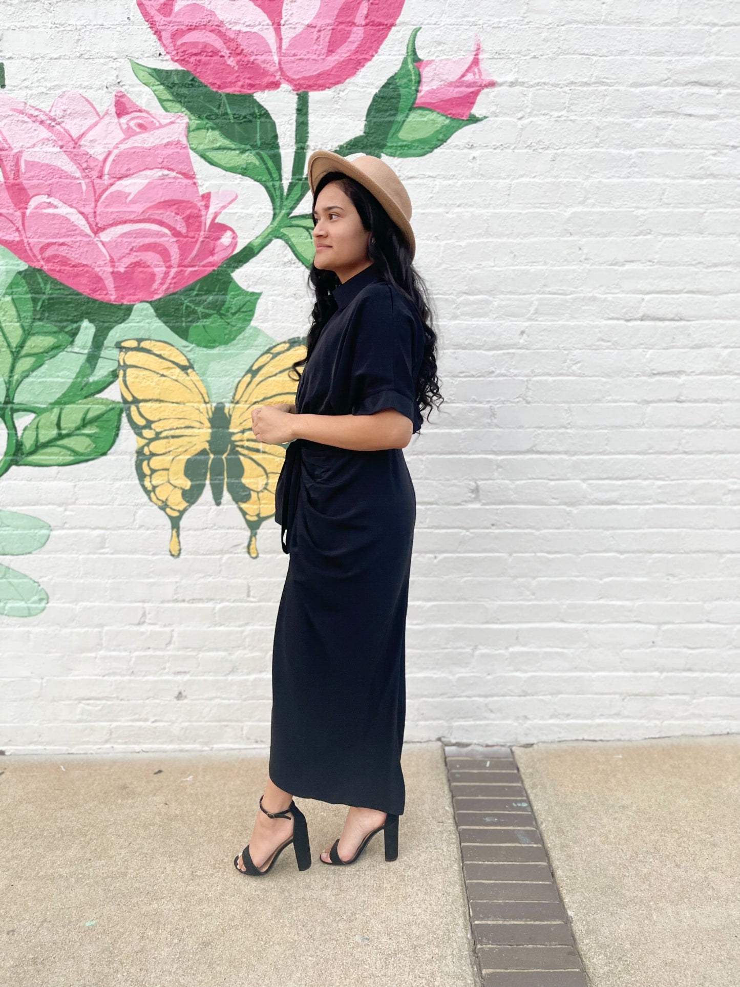 Whitley Ruched Dress- Black- FINAL SALE