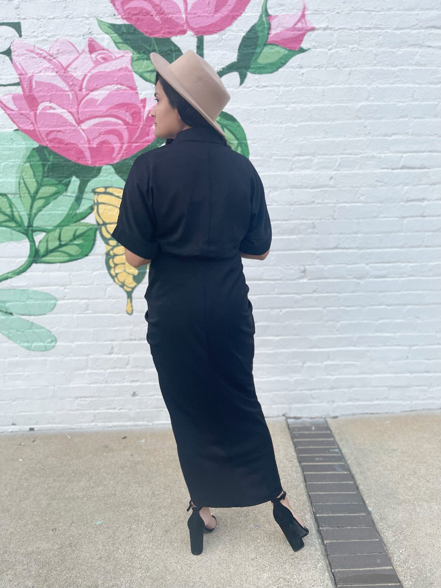 Whitley Ruched Dress- Black- FINAL SALE