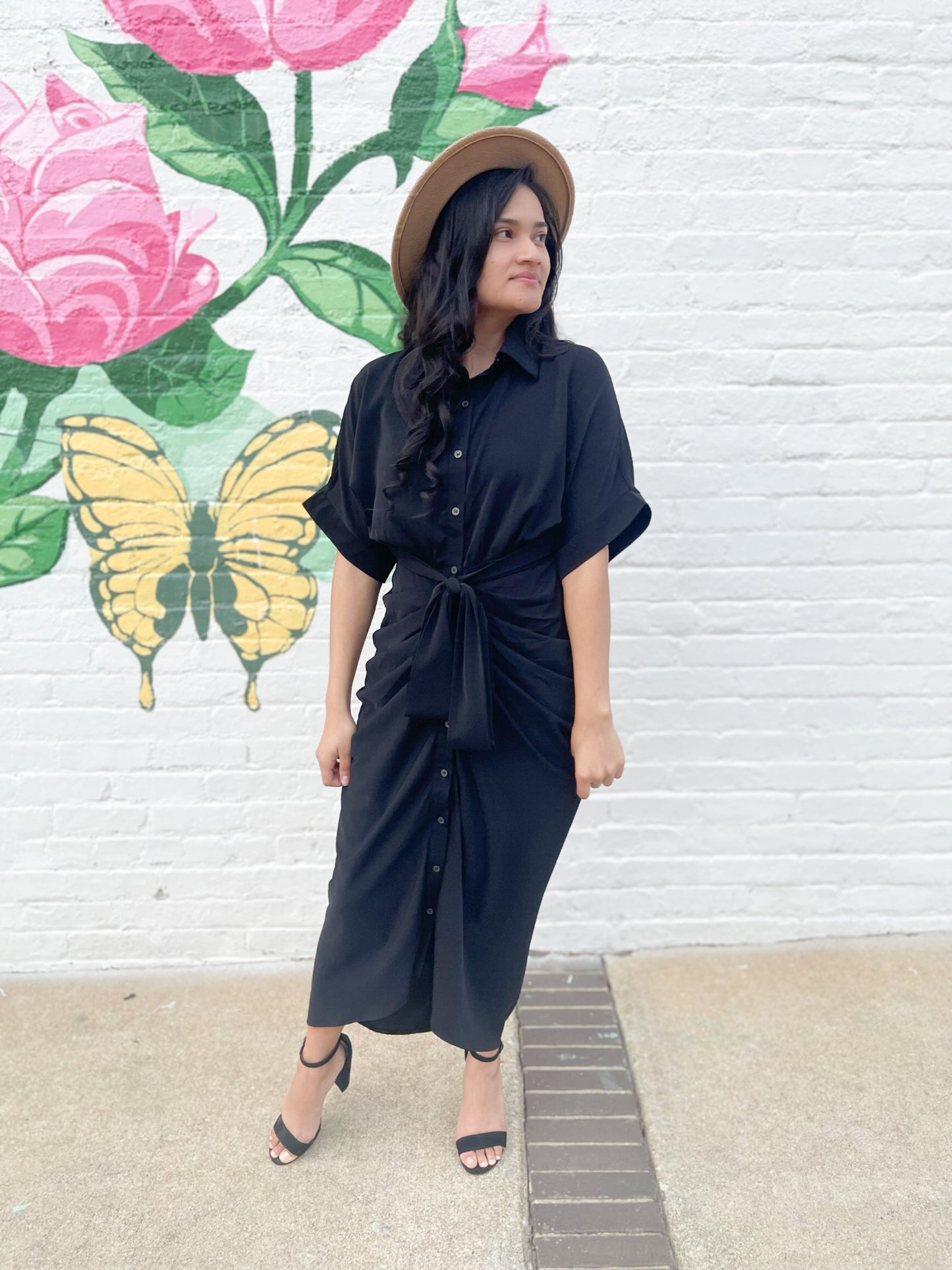 Whitley Ruched Dress- Black- FINAL SALE