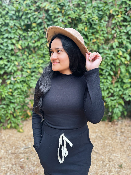 Melody Mock Neck Top - Black/ FINAL SALE