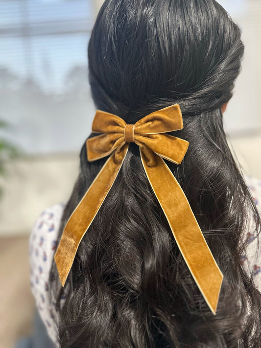 Swan Velvet Bow - Bronze