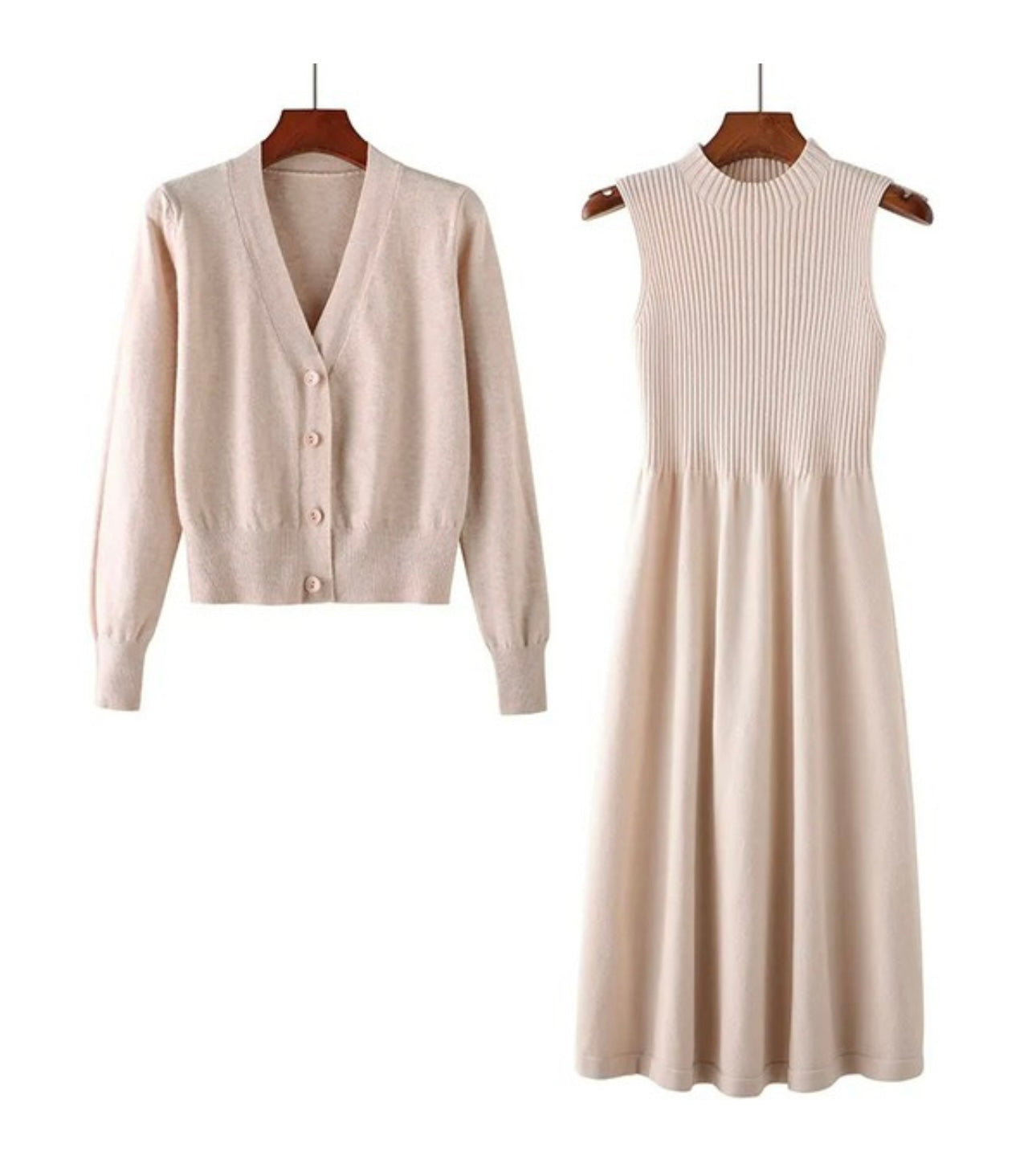 Ariah Sweater Dress/Cardigan Set- Oatmeal