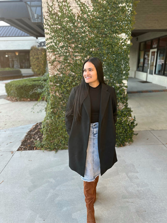 Kennedy Fleece Coat- Black