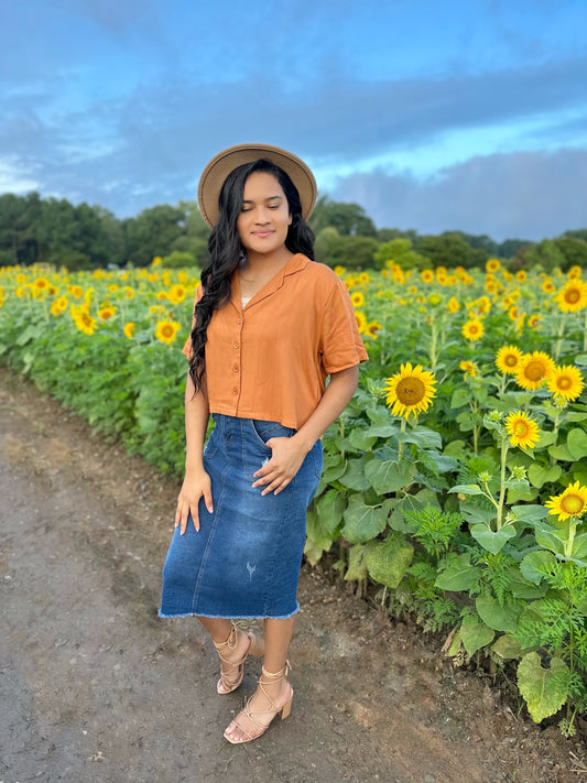 Daniela Denim Distressed Skirt