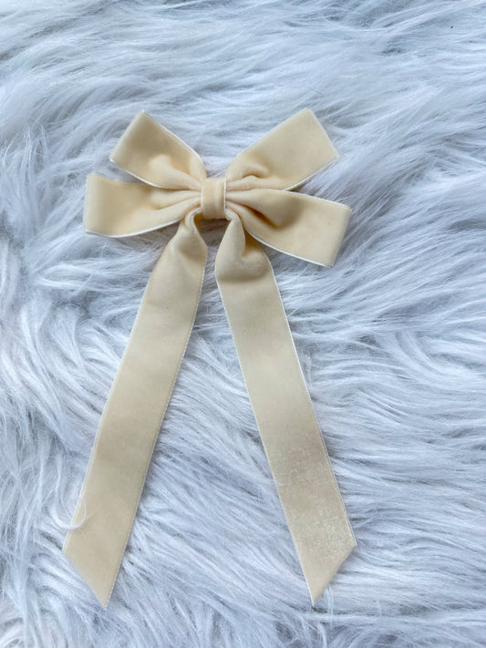 Swan Velvet Bow - Beige