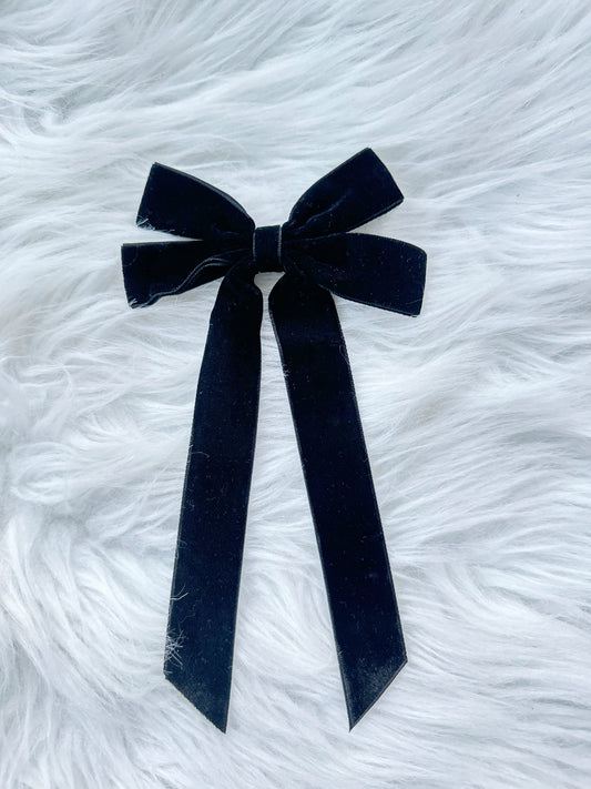 Swan Velvet Bow - Black