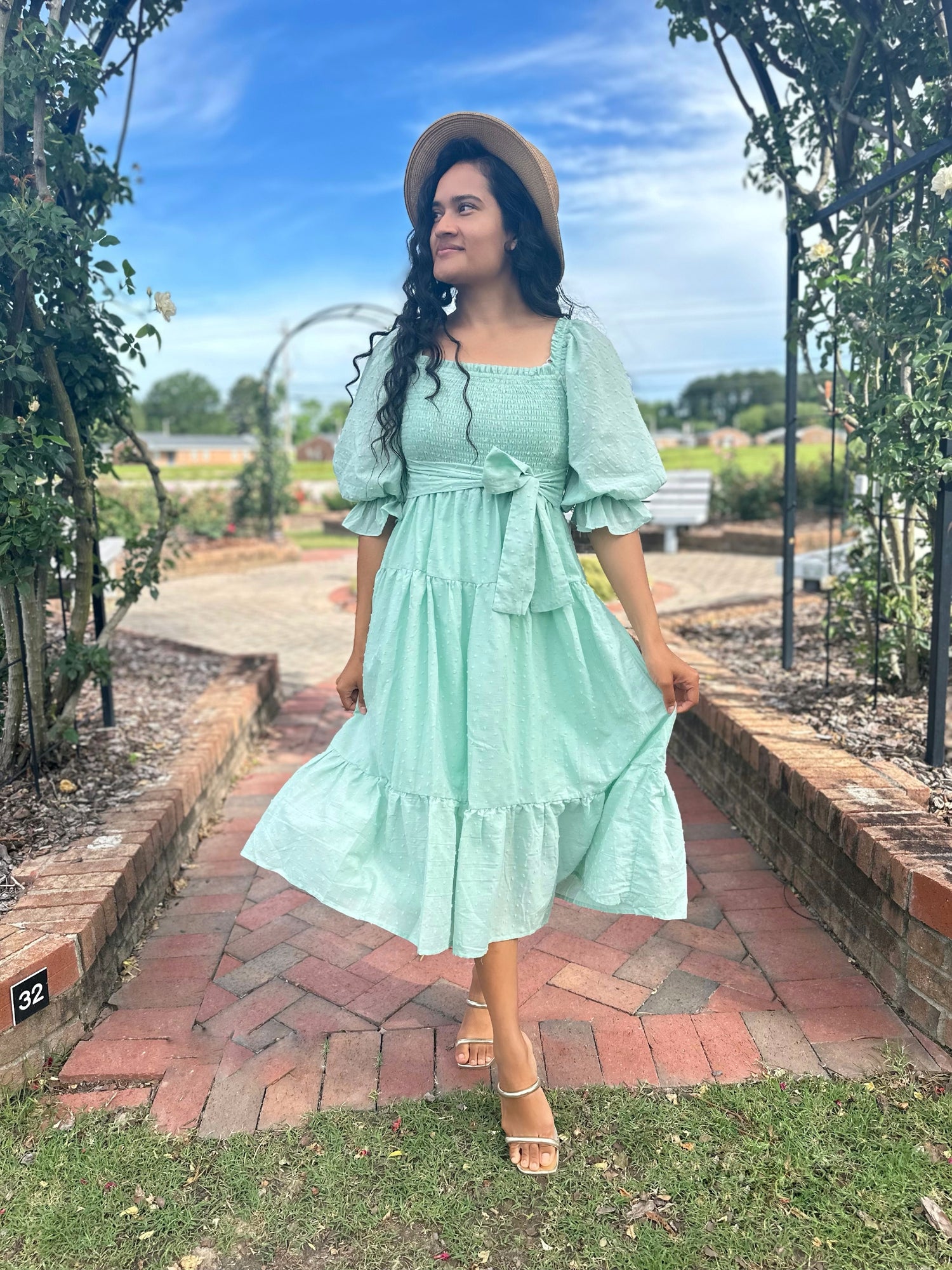Emy Swiss Dot Dress- Sage Large Emy Swiss Dot Dress- Sage Large