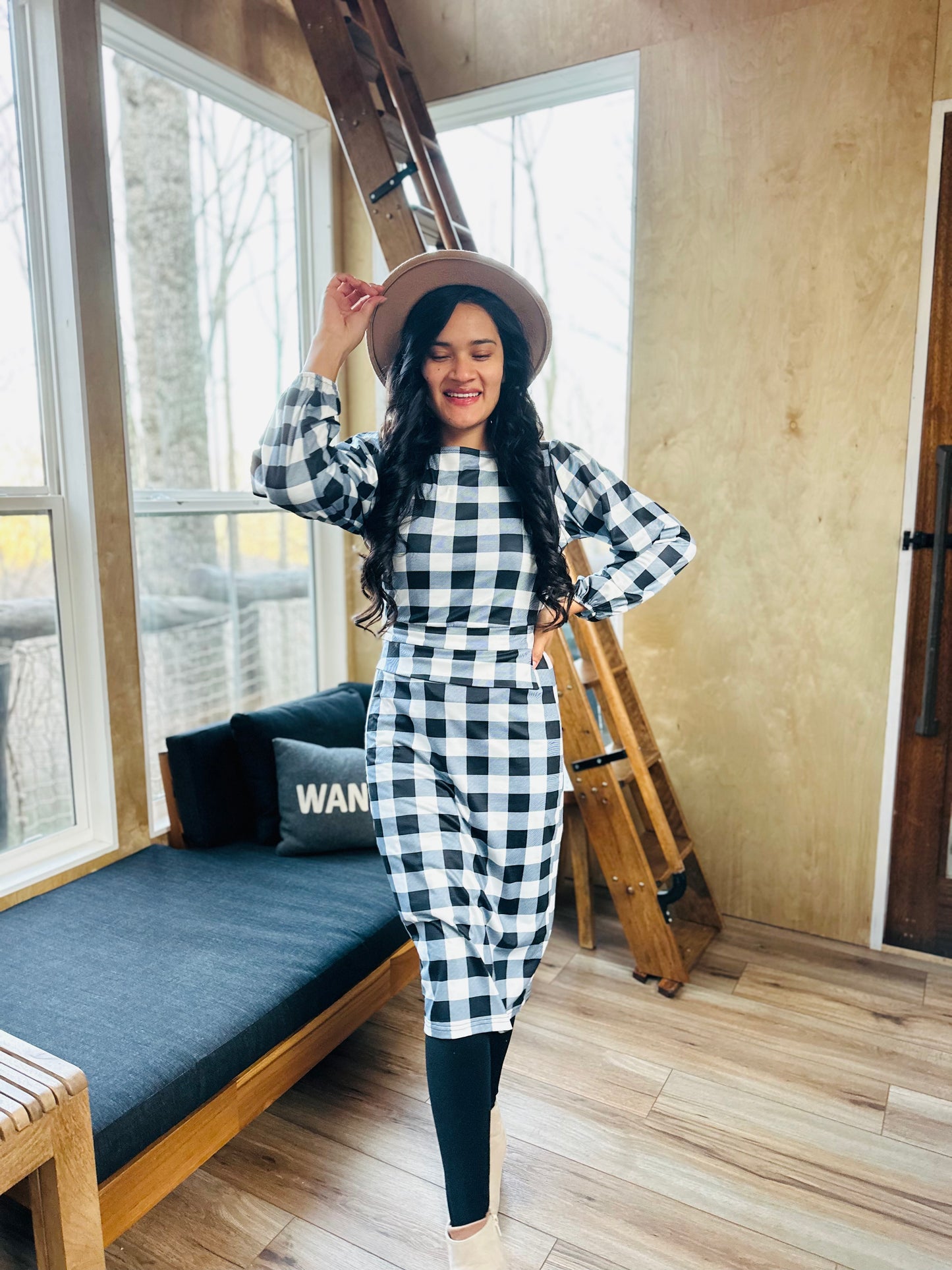 Carey Gingham Dress-Red/ Black