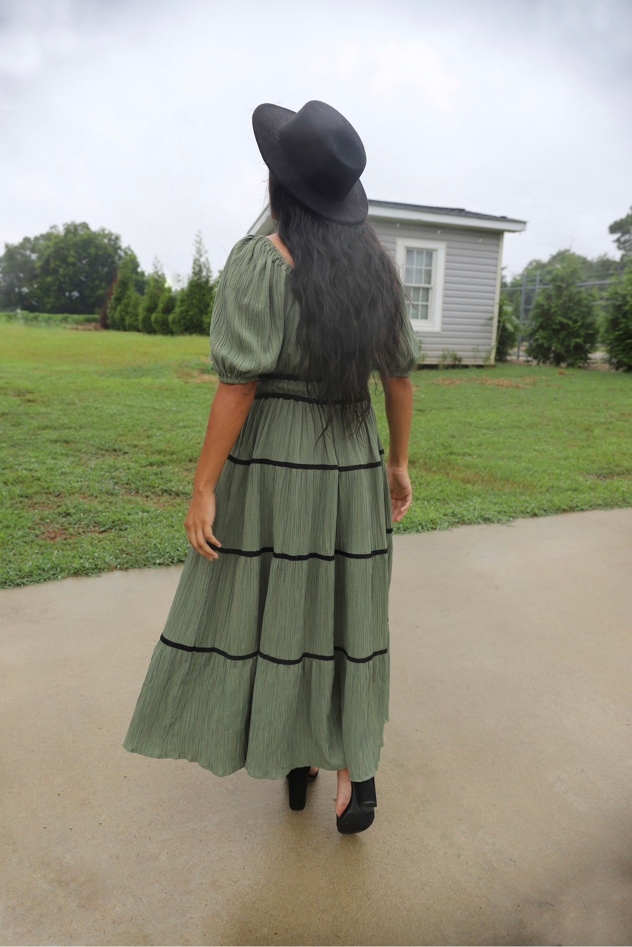 Leiney Tiered Dress- Olive