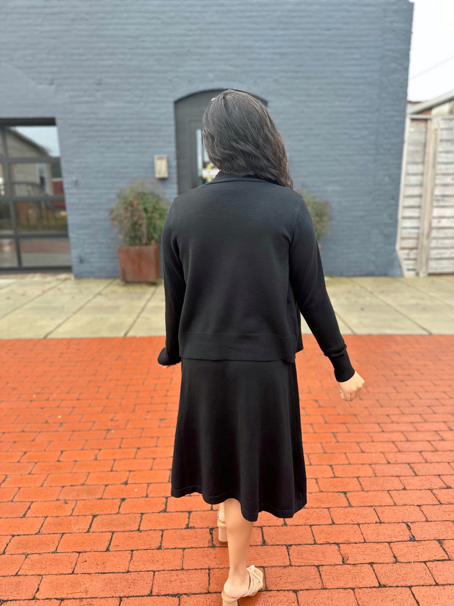 Ariah Sweater Dress/Cardigan Set- Black