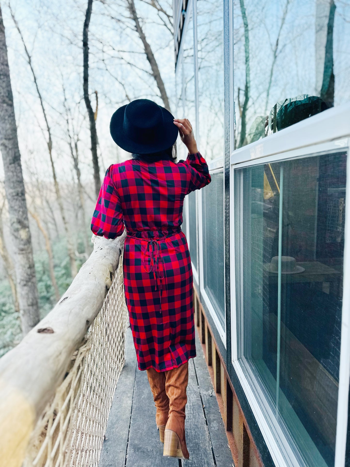 Carey Gingham Dress-Red/ Black