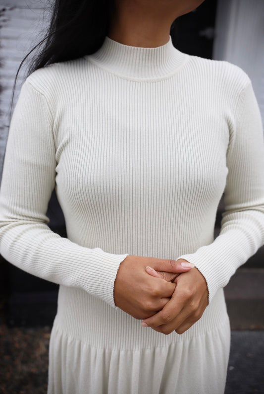 Lux Knit Midi Dress: Cream
