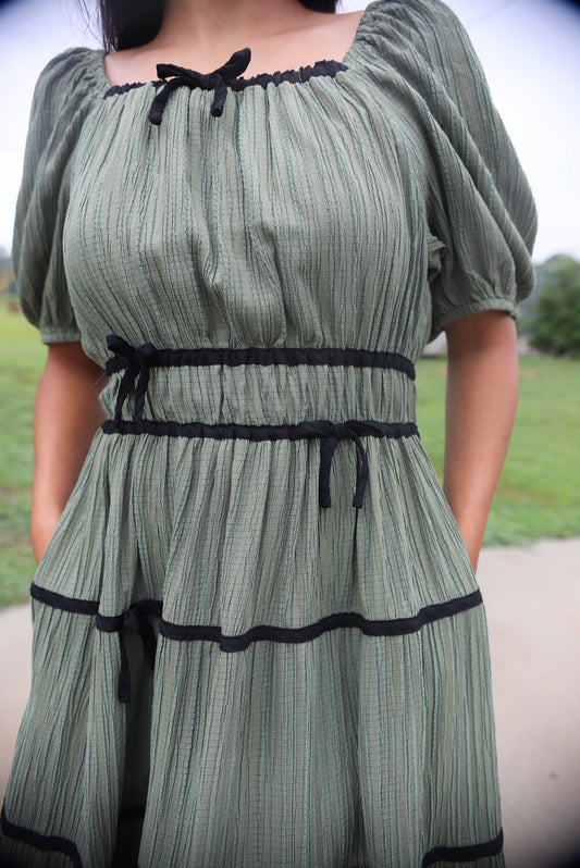 Leiney Tiered Dress- Olive