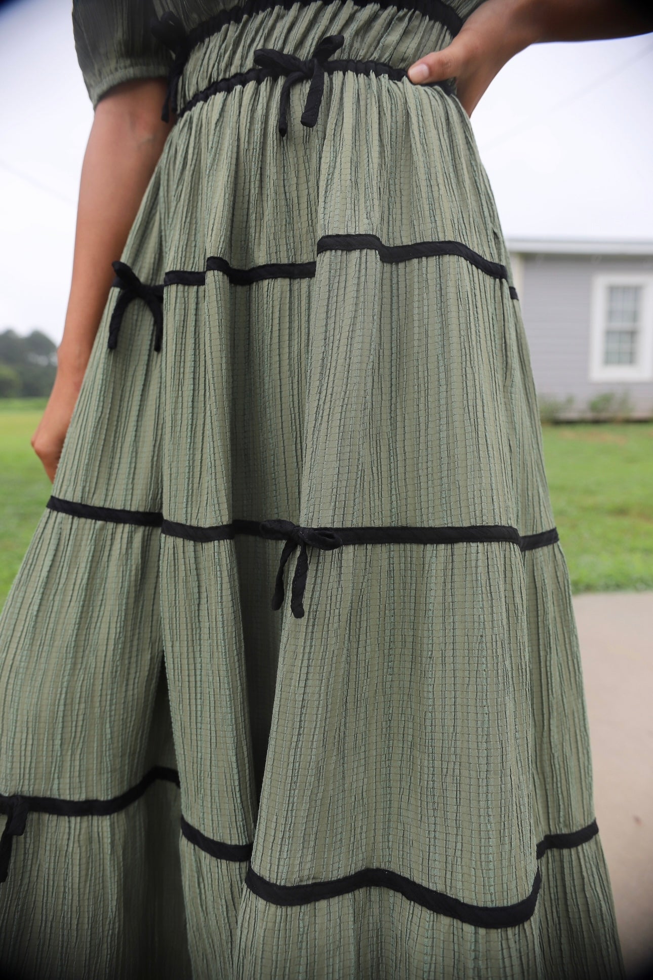 Leiney Tiered Dress- Olive