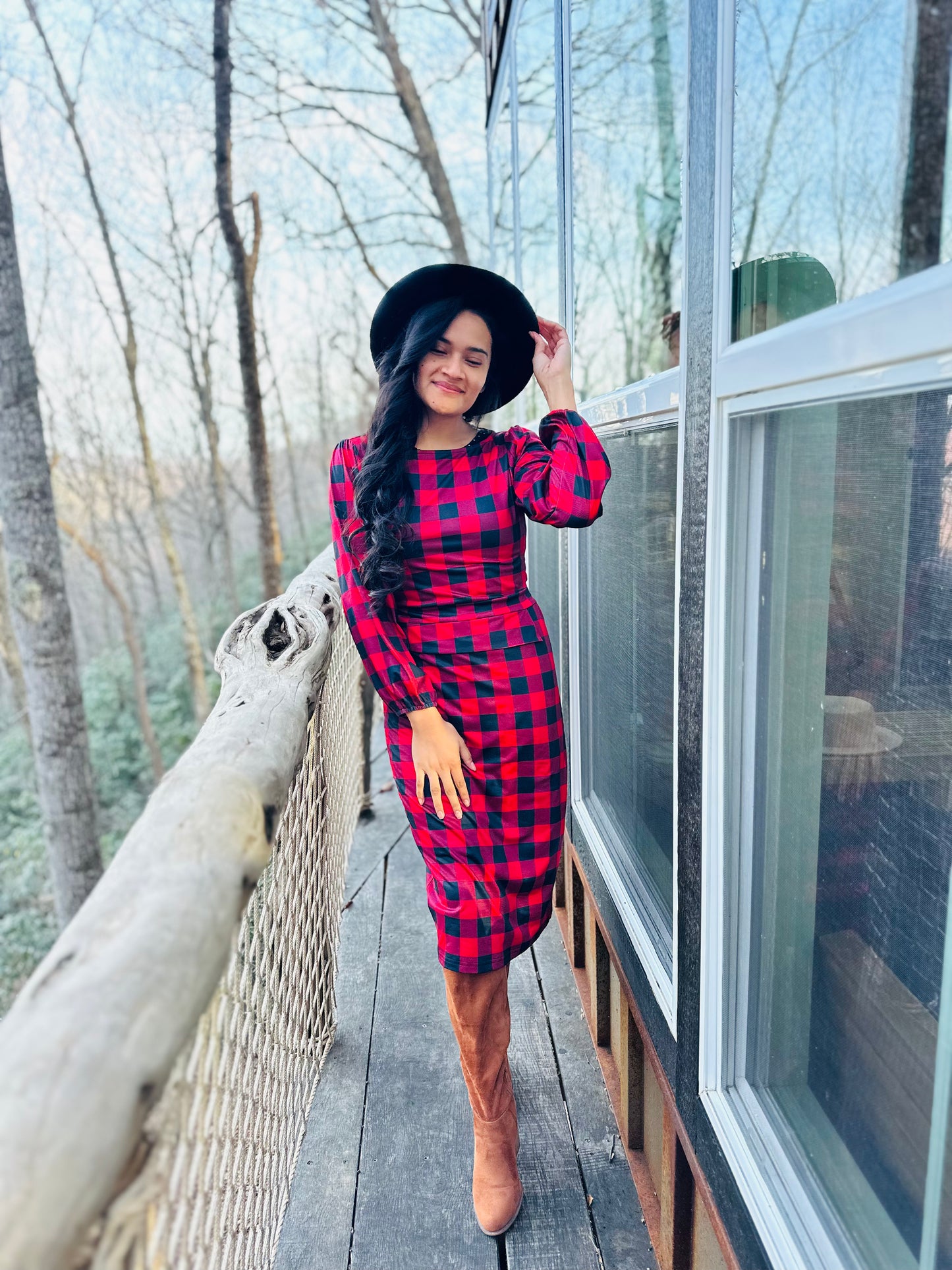 Carey Gingham Dress-Red/ Black