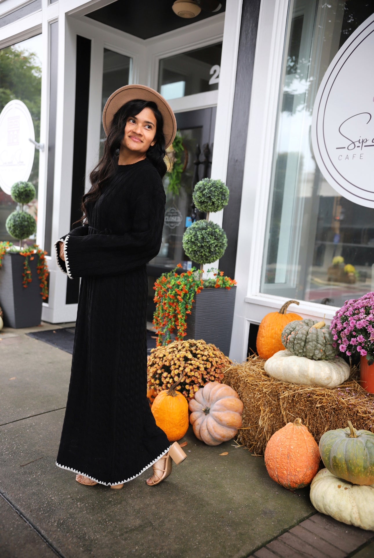 Blair Cable Knit Sweater Dress- Black