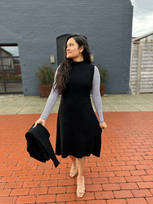 Ariah Sweater Dress Set: Black   FINAL SALE