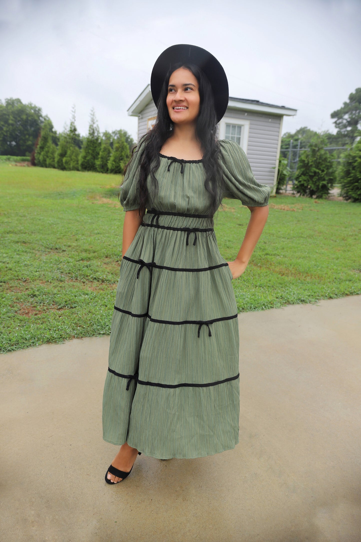 Leiney Tiered Dress- Olive