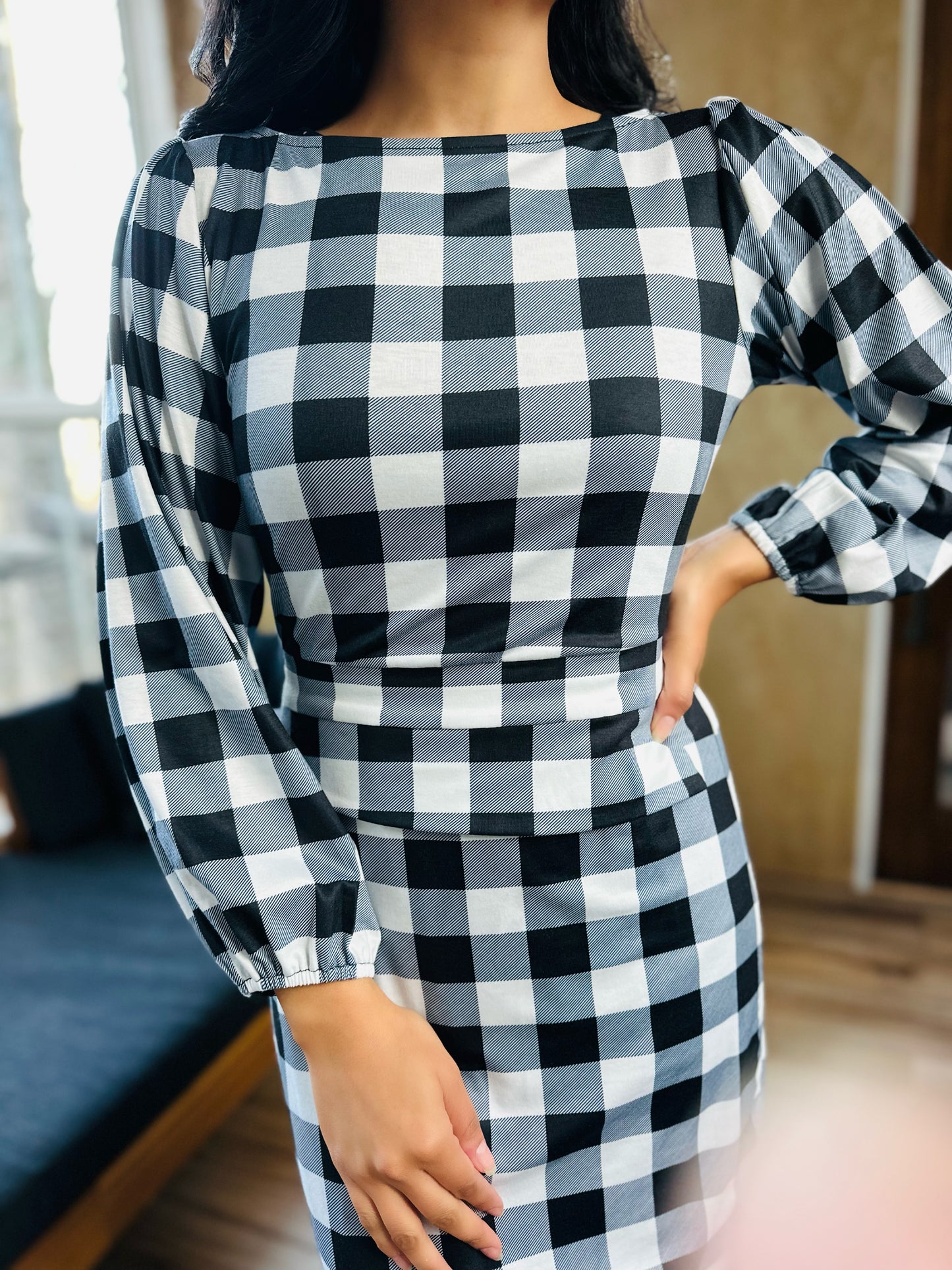 Carey Gingham Dress-Red/ Black
