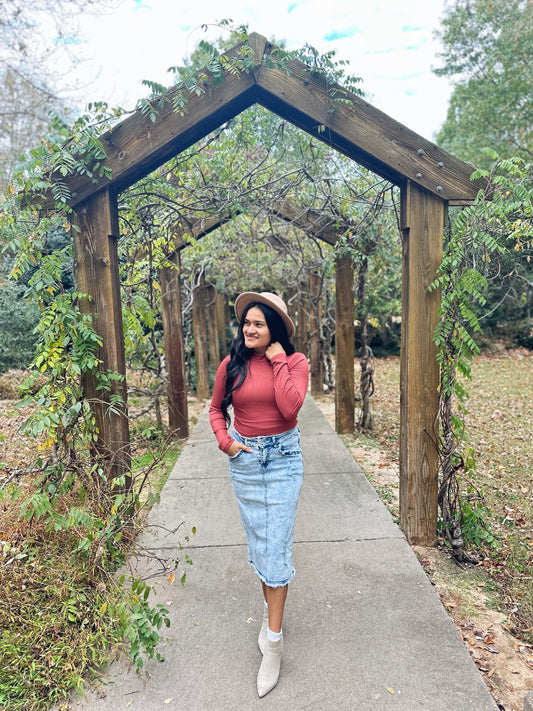 Jasmine Distressed Denim Skirt: FINAL SALE