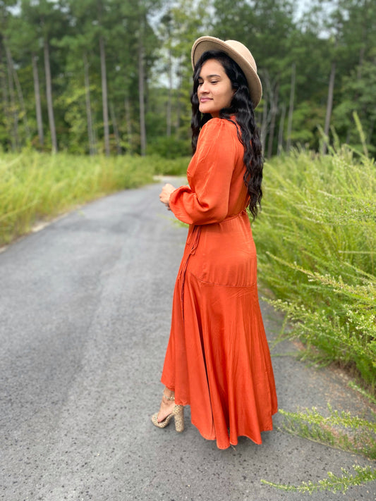 Koa Wrap Dress- Rust