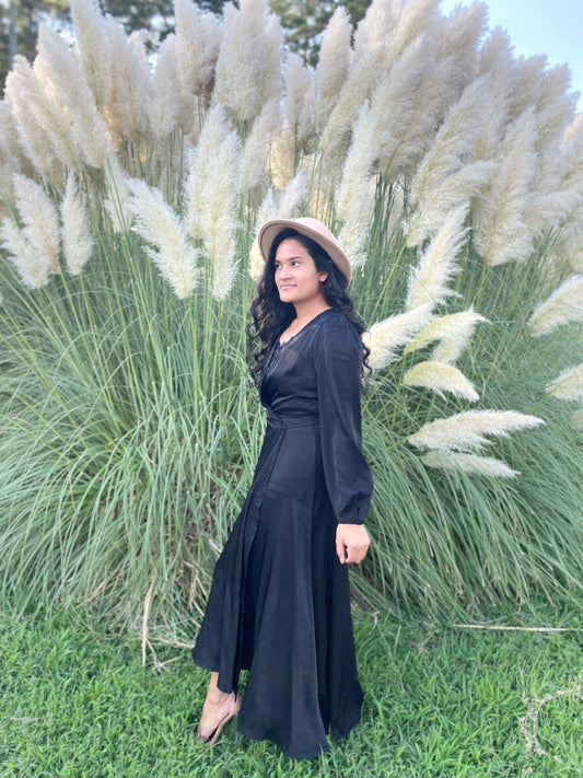 Koa Wrap Dress- Black: FINAL SALE